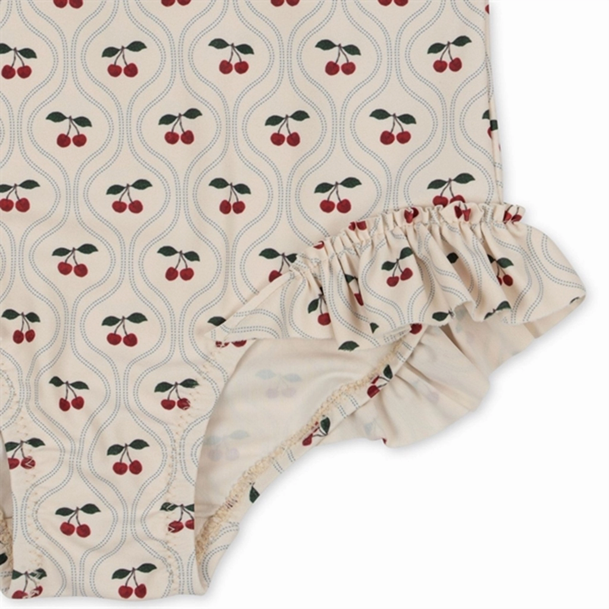 High Elasticity Hydrodynamic Silhouette Konges Sl?jd Manuca Ls Frill Swimsuit Cherry Motif