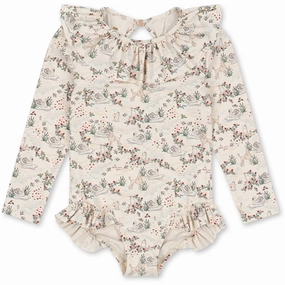 Konges Sl?jd Manuca Ls Frill Swimsuit Mizumi Sleek Silhouette Multi Panel Construction