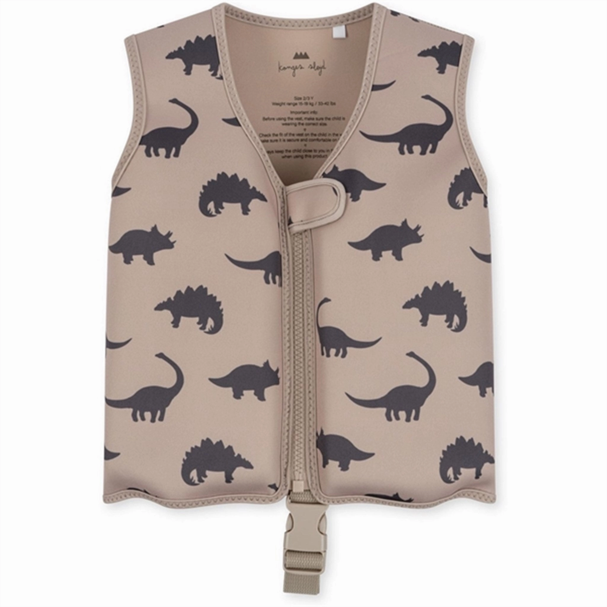 Konges Sl?jd Neoprene Swim Vest Dino Silhouette Glide Enhancing Surface Sunny Vacation