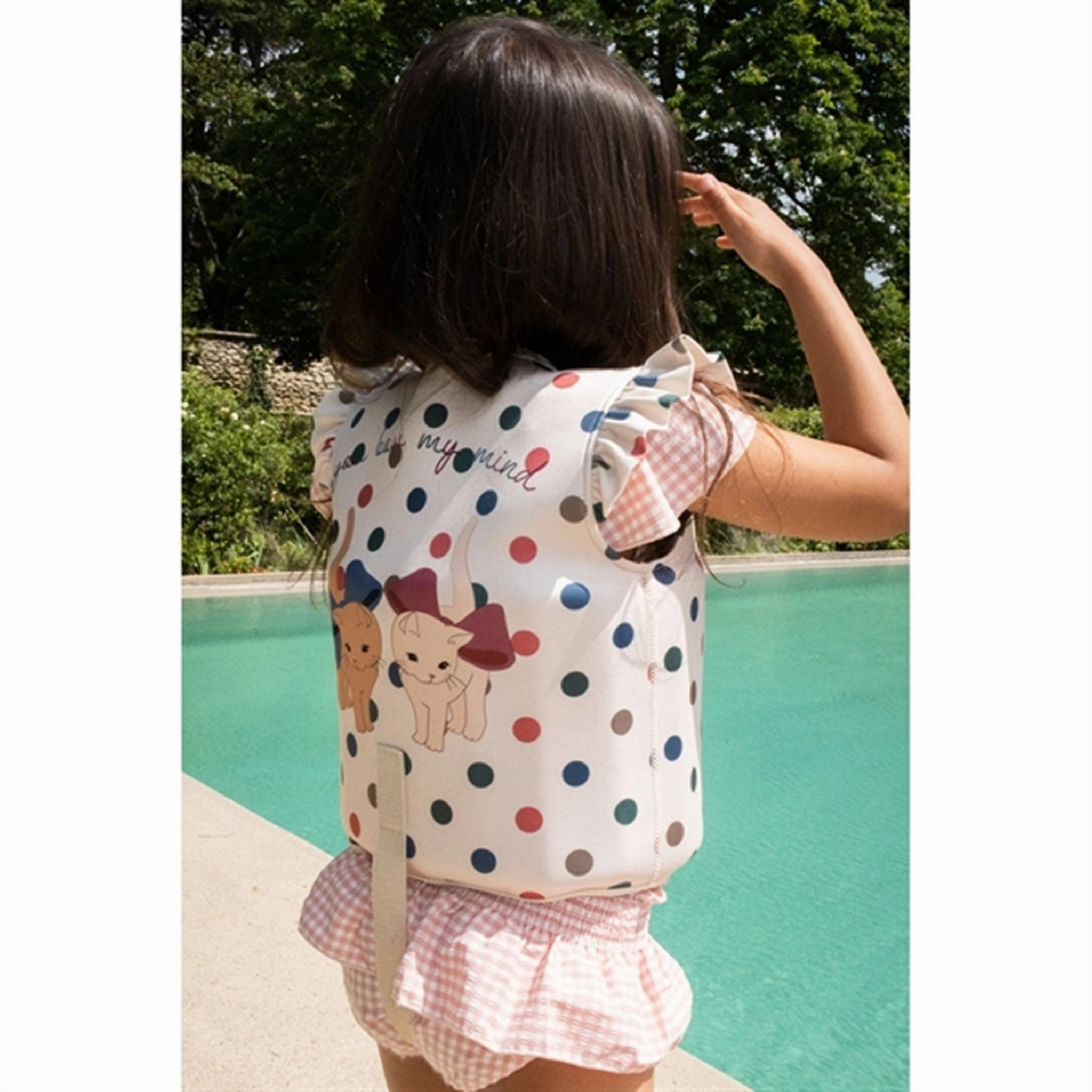 Summer Fun Rubberless Elastic Edging Konges Sl?jd Neoprene Swim Vest Frill Kitty