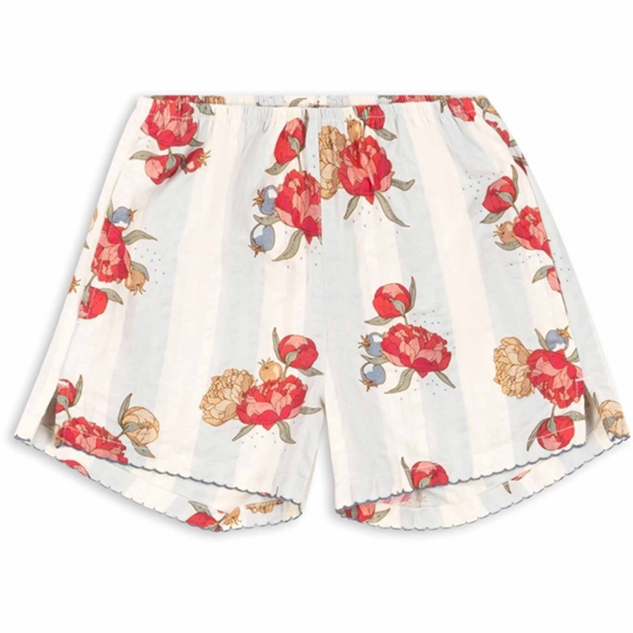 Konges Sl?jd Peony Stripe Kim Slit Shorts Wool blend Slimming Effect