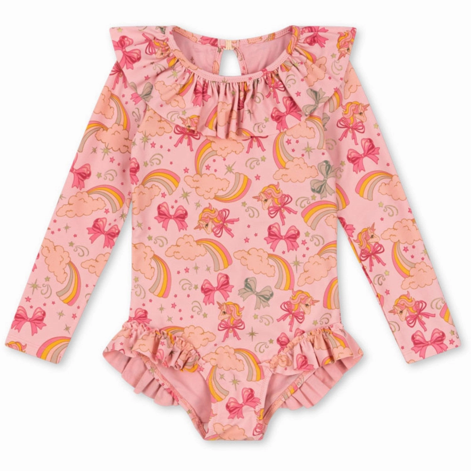 Konges Sl?jd Rainbow Bow Manuca Ls Swimsuit Grs Sheer-Coverup