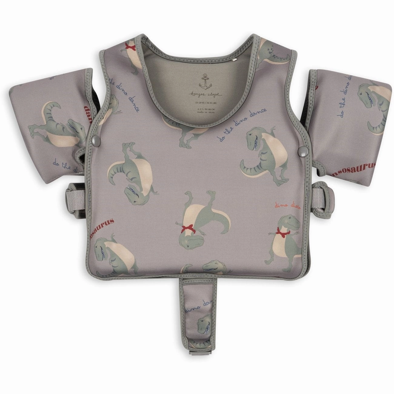 Konges Sl?jd Swim Vest w. Removable Swim Wings Dansosaurus Warm-Hue Bright Hues