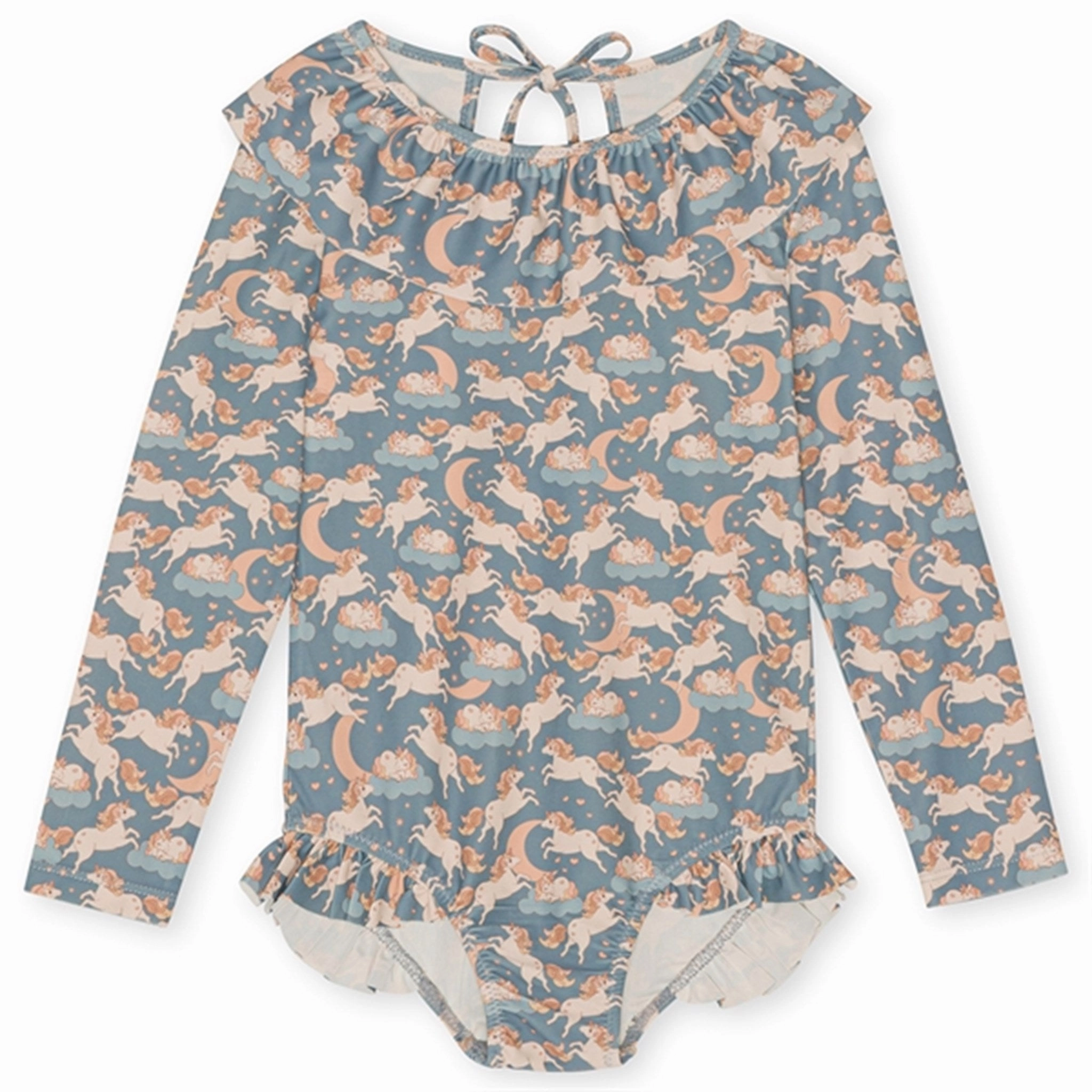 Adventure Ready Quick Drain Vents Konges Sl?jd Unicorn Blue Manuca Frill Swimsuit