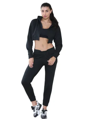 Kruze | Womens Crop Tracksuit Set NonBinding Elastic Edging