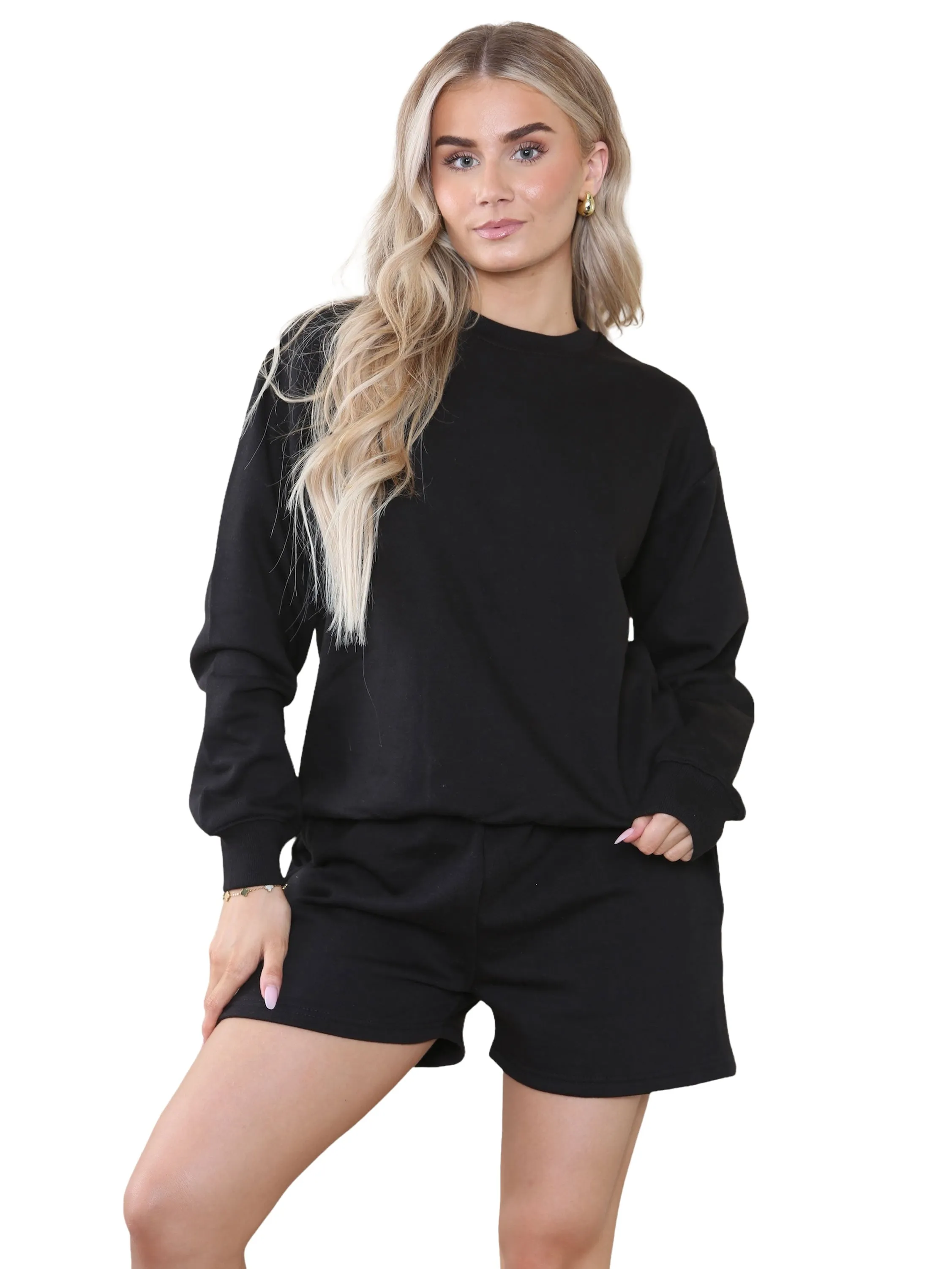 Kruze | Womens Sweatshirt & Shorts Tracksuit Set Party outfit