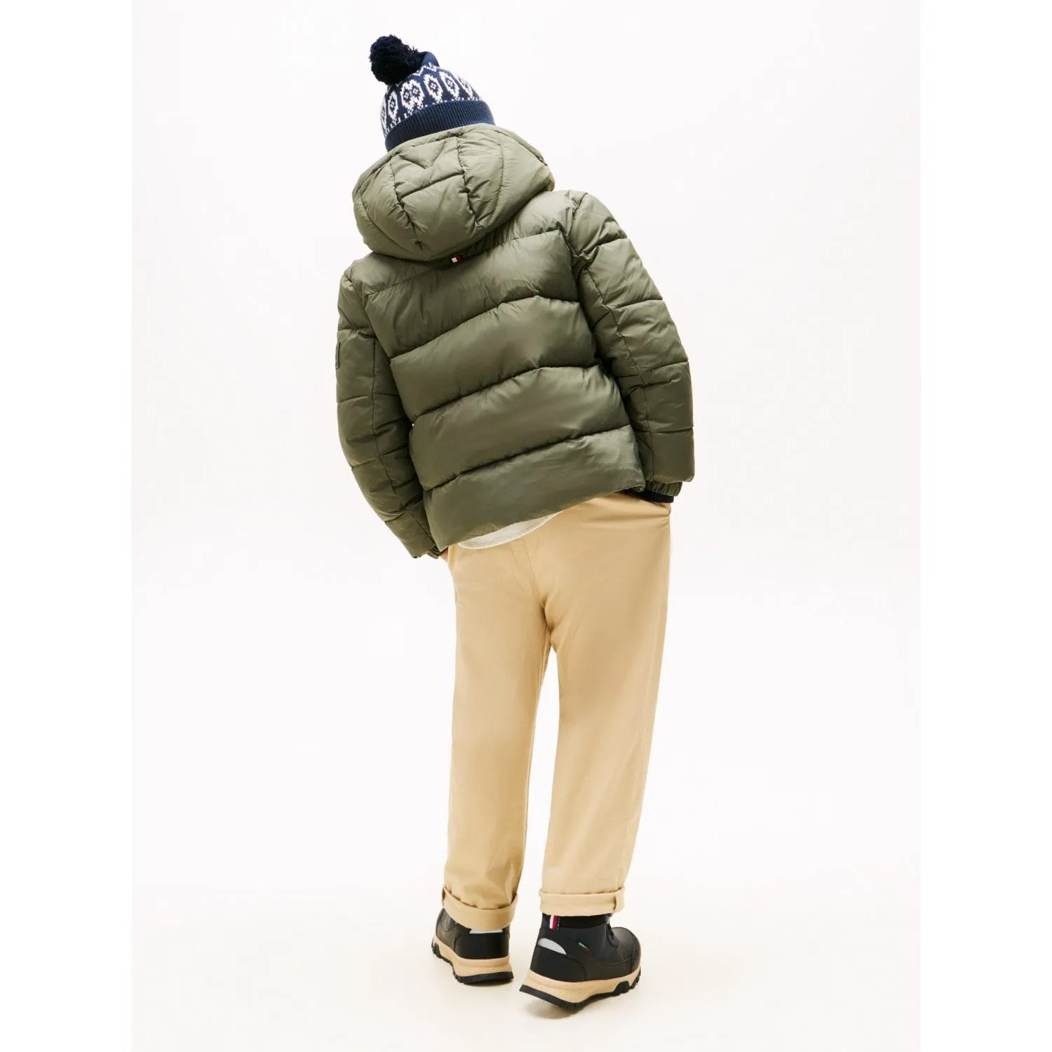 Tommy Hilfiger Pewter Green Matt And Shine Embossed Jacket Playful-Detail budget-friendly