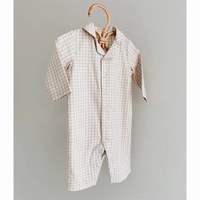 Fine Neutral lalaby Beige Gingham Classic PJ Suit