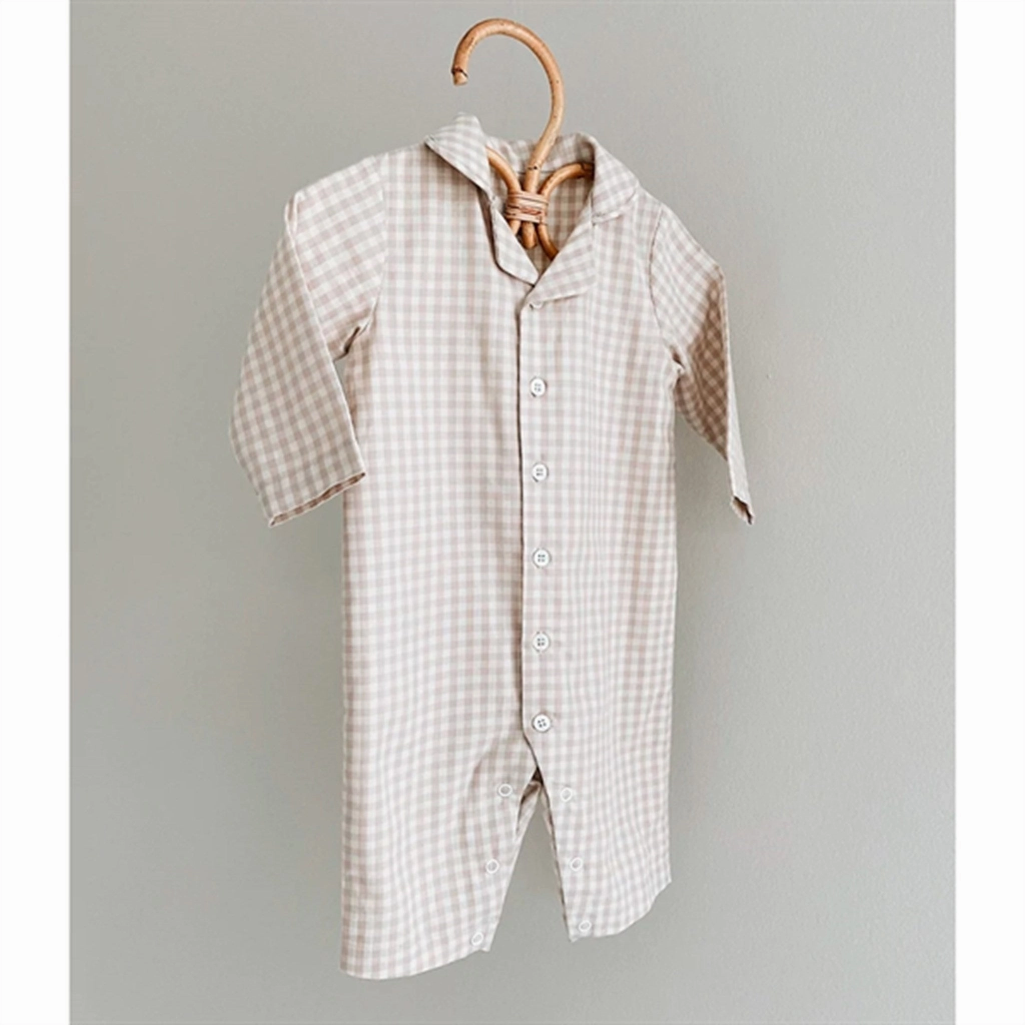 Fine Neutral lalaby Beige Gingham Classic PJ Suit
