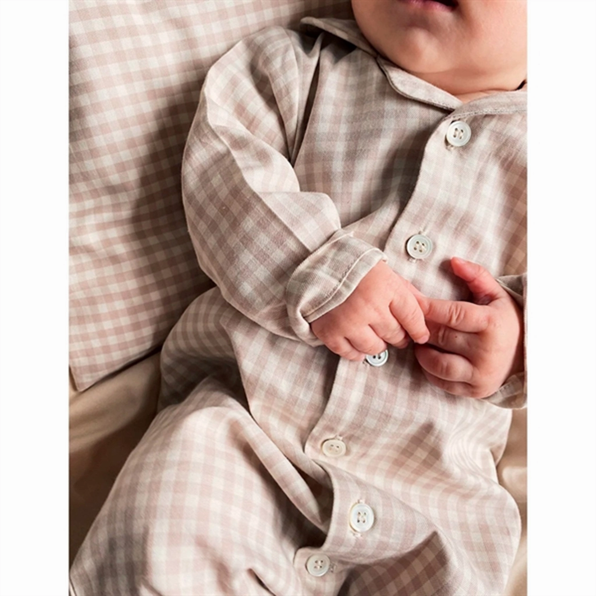 Travel Men lalaby Beige Gingham Classic PJ Suit