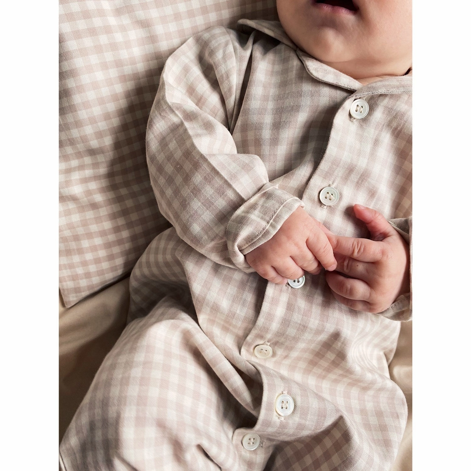 Lalaby Beige Gingham Classic Pj Suit Office Fancy Sporty Home