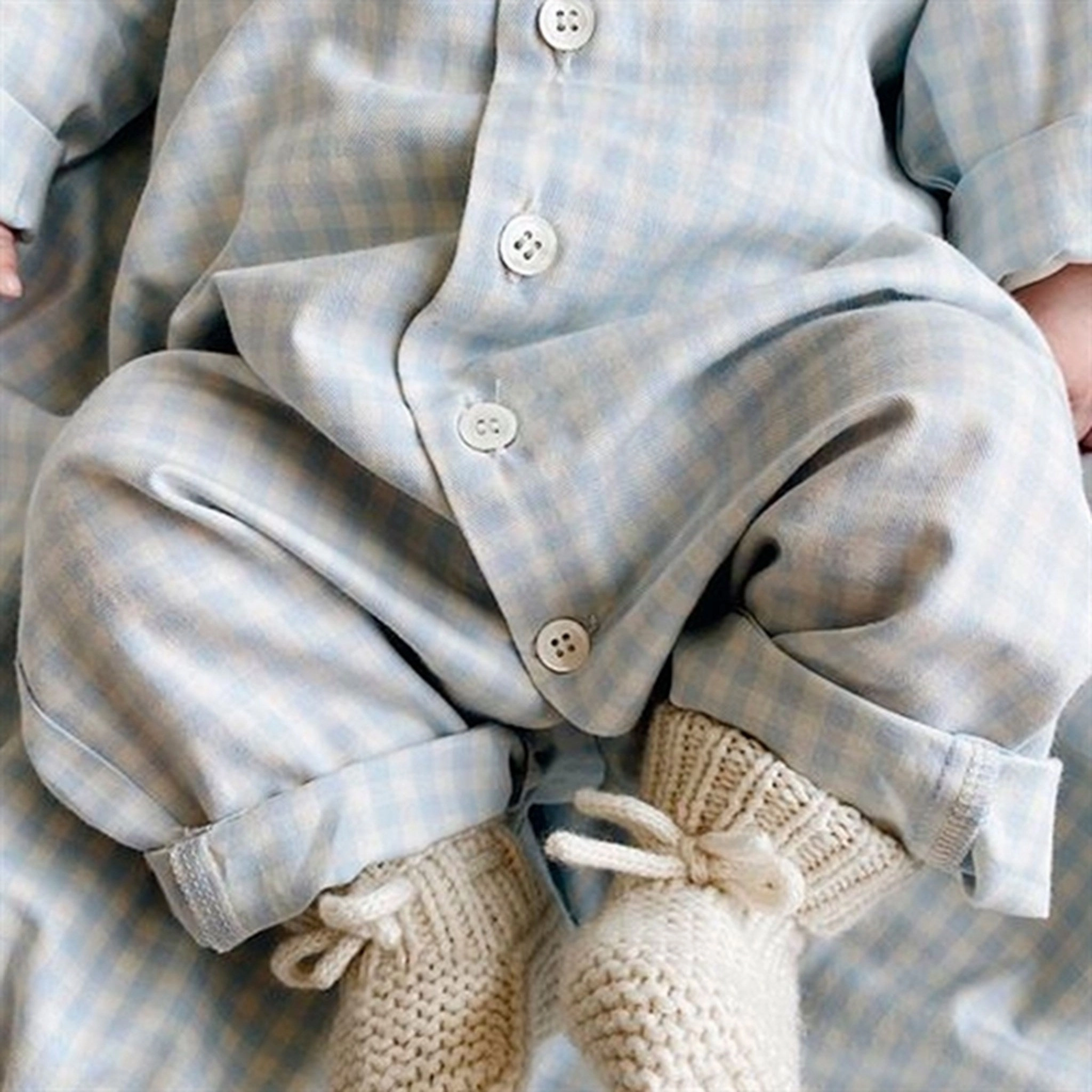 Flexible Bold lalaby Blue Gingham Classic PJ Suit