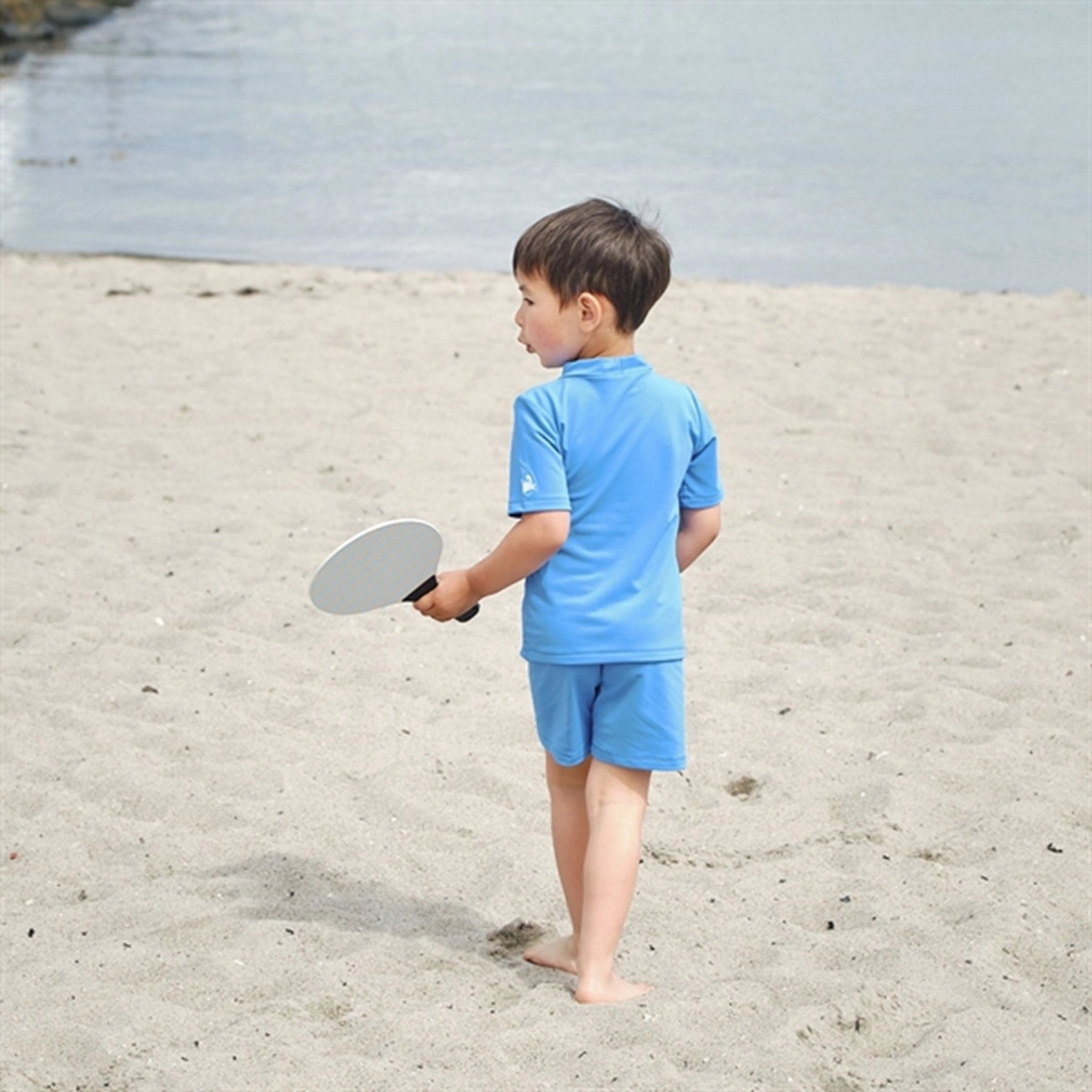 Petit Crabe Azure Ash Swim Shirt Antimicrobial Treatment Laser Cut Perforations