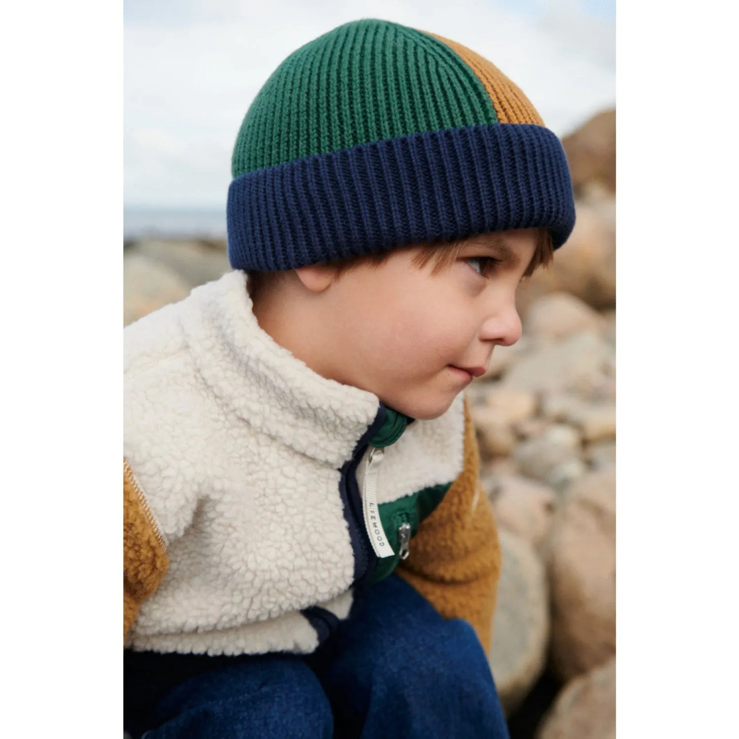 LieWood Classic Navy Multi Mix Nolan Pile Jacket Cozy Look Wind Safe