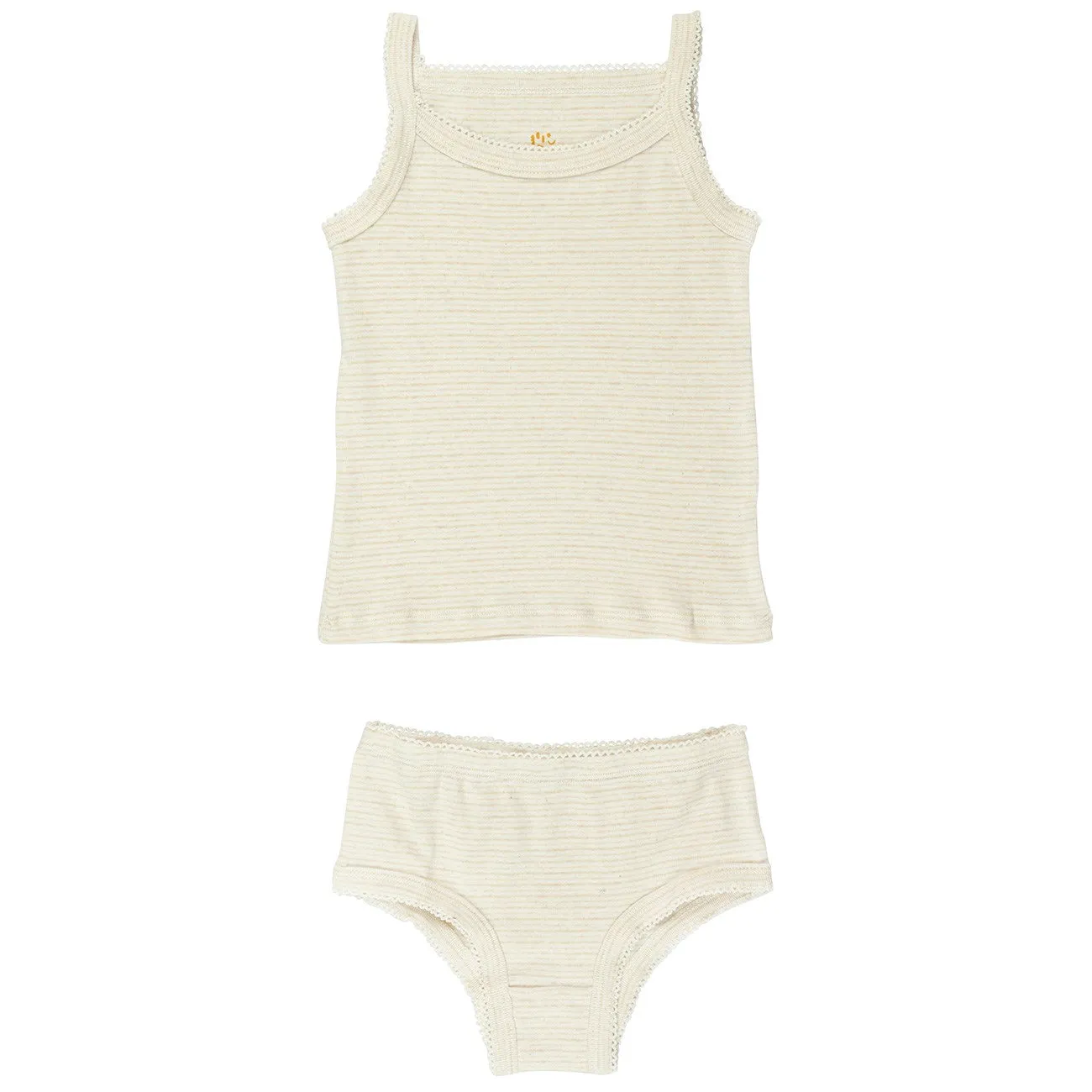 COPENHAGEN COLORS Beige Stripe Strap Top And Underpants Striped Craftsmanship alloy