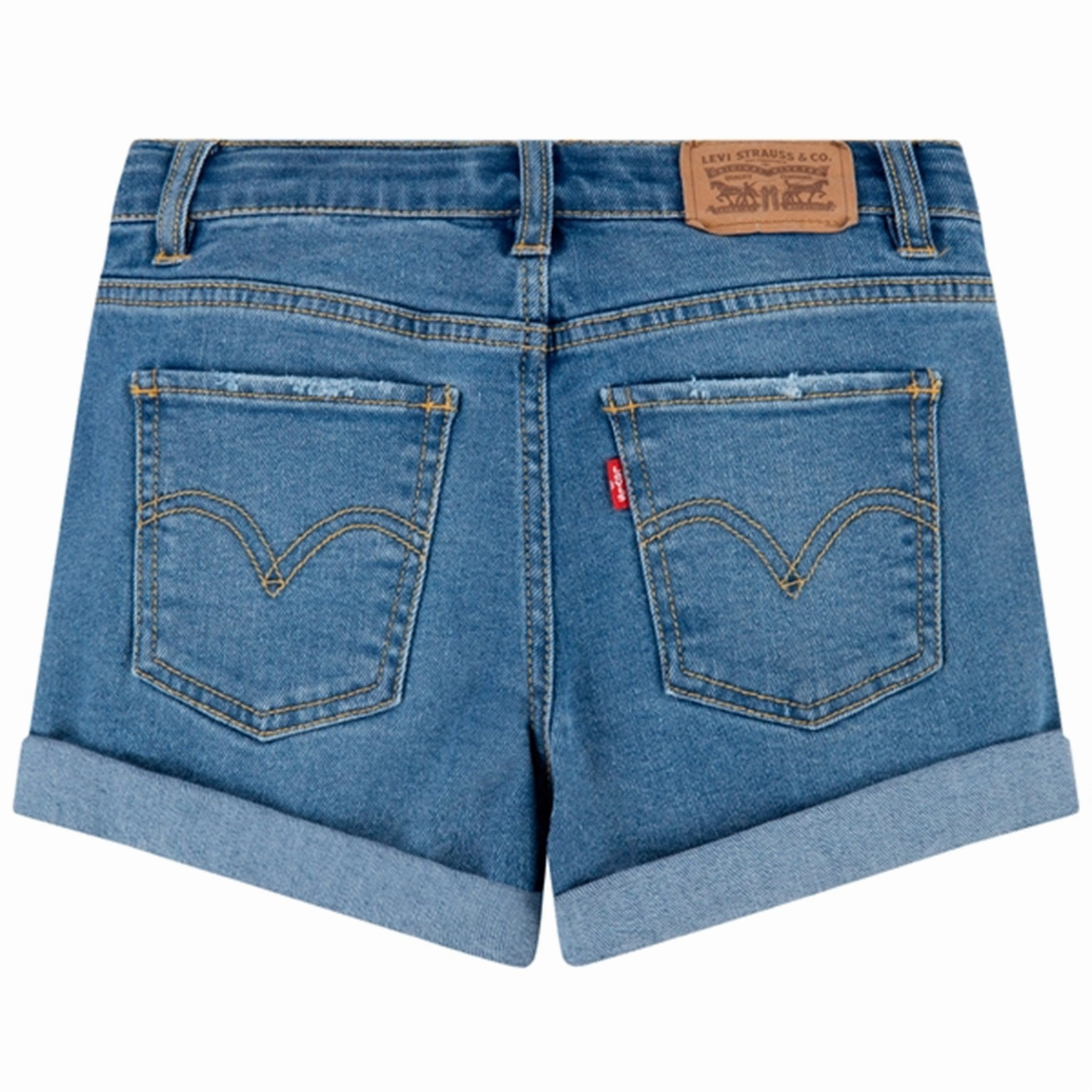 Smooth Flatlock Seams Levi's Cuffed Girlfriend Shorts Blue