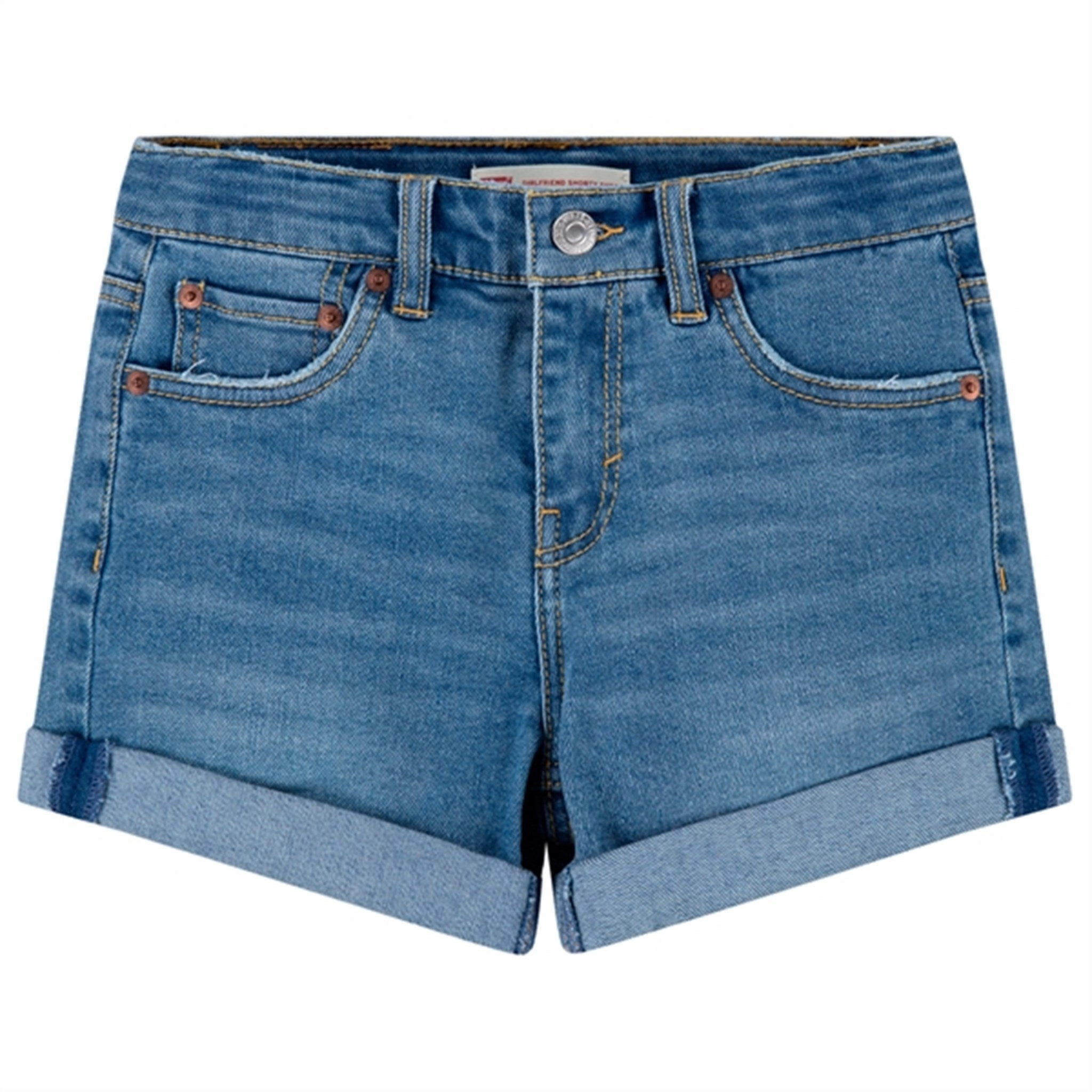 Quick Pocket Access Levi's Cuffed Girlfriend Shorts Blue
