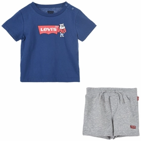 factory work Water Resistant Finish Levi's Mascot Batwing Shorts Set Blue
