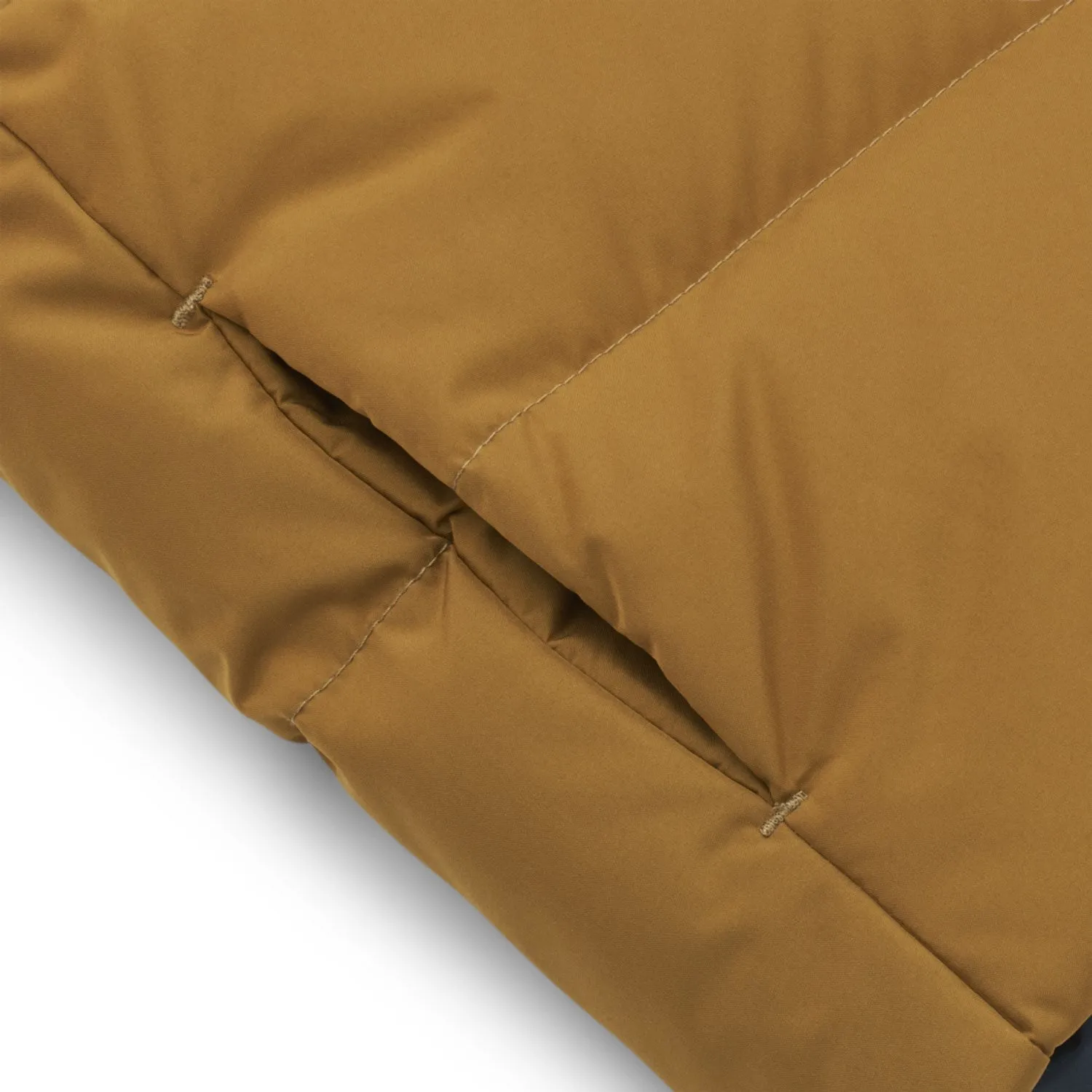 Fold-Over-Detail Curved-Hem LieWood Army Brown Multi Mix Palle Puffer Down Jacket