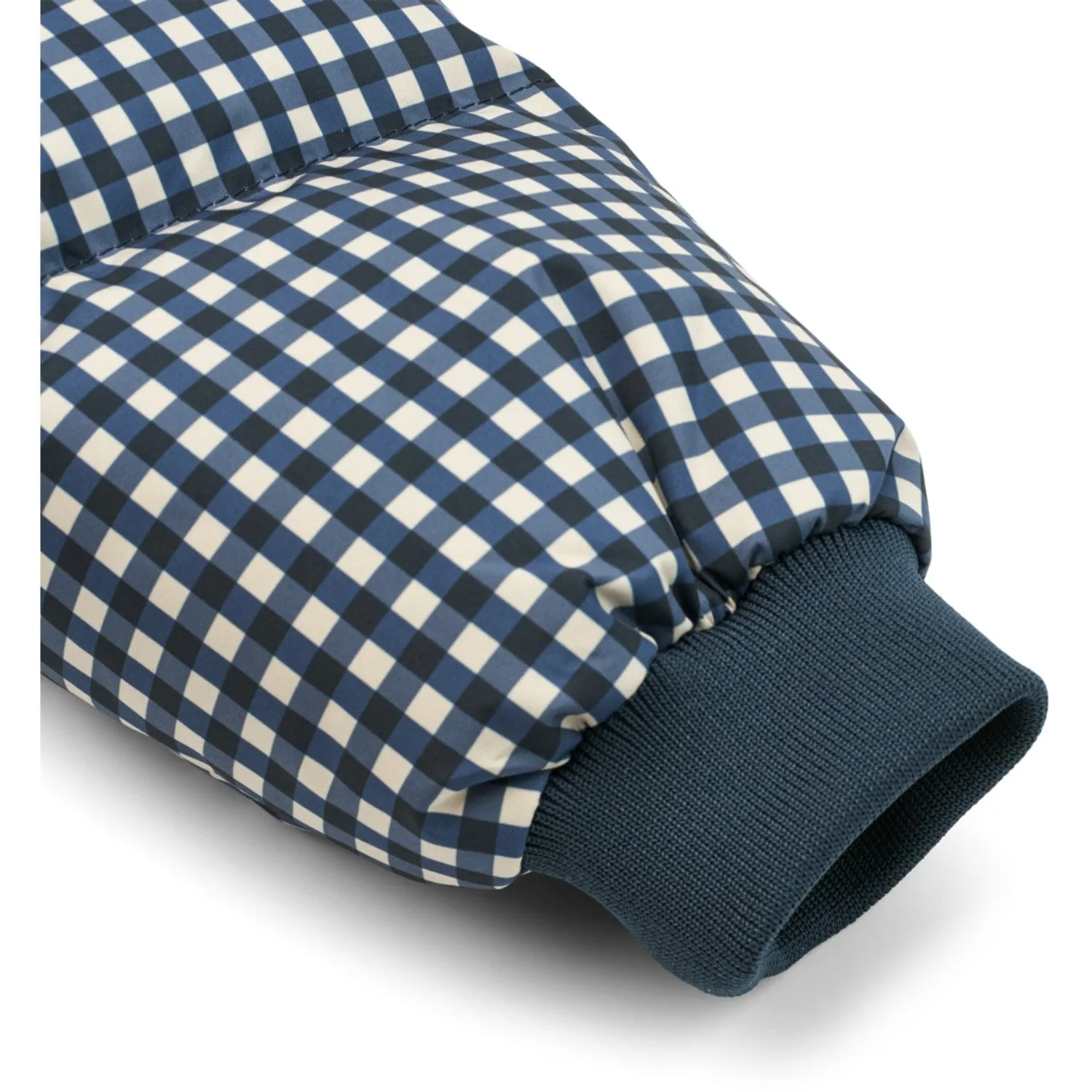 LieWood Check Classic Navy / Dark Sandy Anemone Down Puffer Jacket Sustainable-Lining