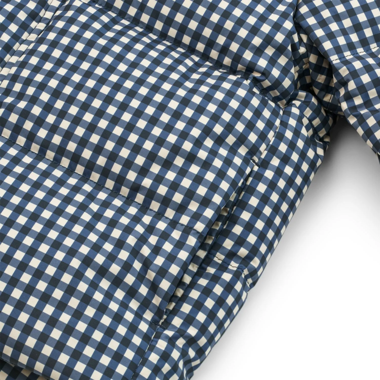 Satin-Edge Matte-Lining LieWood Check Classic Navy / Dark Sandy Anemone Down Puffer Jacket