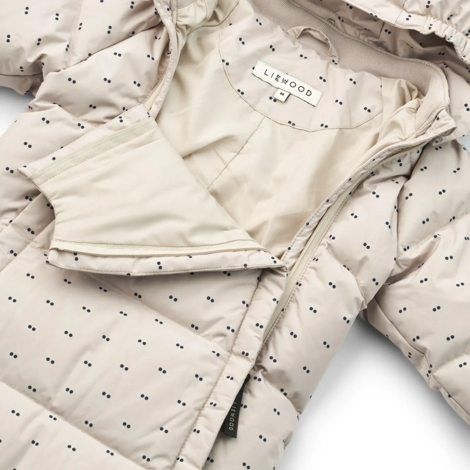Quilted-Texture LieWood Double Dot / Silver Lining Sylvie Baby Snowsuit