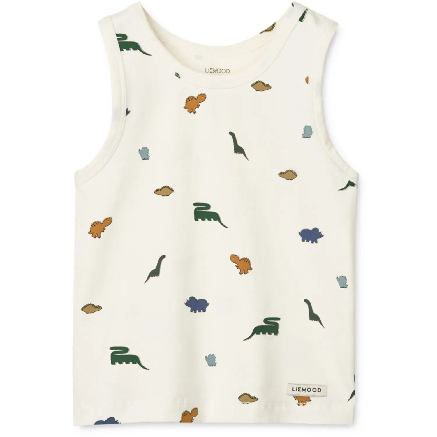 instant LIEWOOD Mini Dinosaurs Creme / Stripe Mix Faris Printed Tank Top 2-Pack
