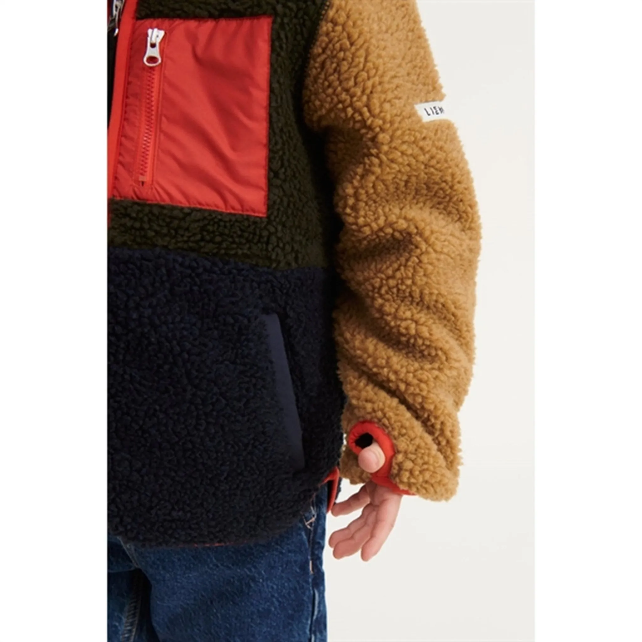 Liewood Nolan Pile Jacket Army Brown / Multi Mix Internal Security Pocket Thermal Jacket