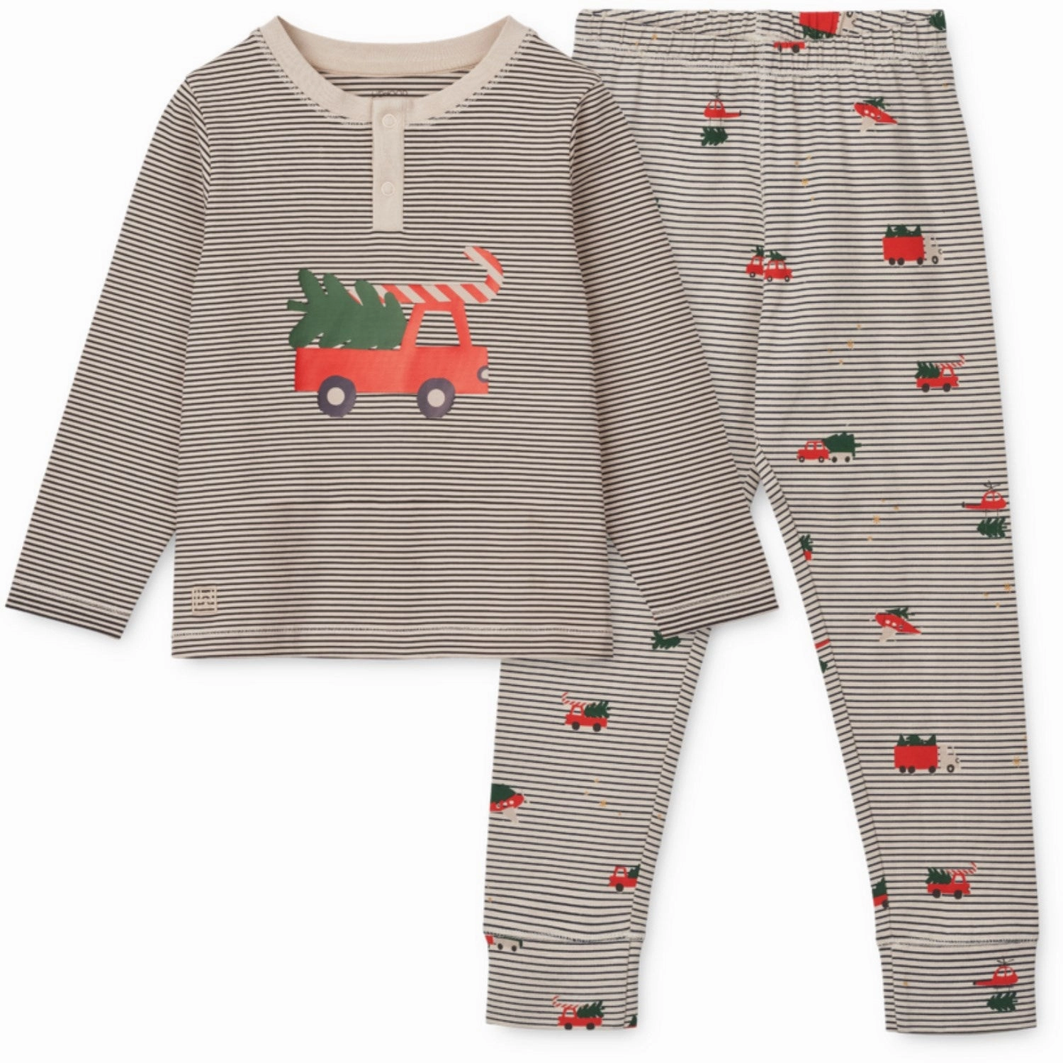 Soft Jersey Knit LieWood Holiday Vehicle / Stripe Navy Wilhelm Printed Pyjamas Set
