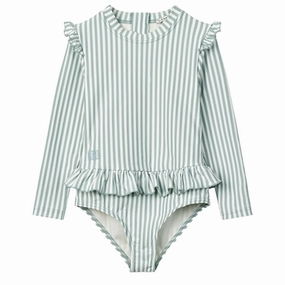 Island Life Sunny Vacation Liewood Sille Seersucker Swimsuit Y/D Stripe Sea Blue/White