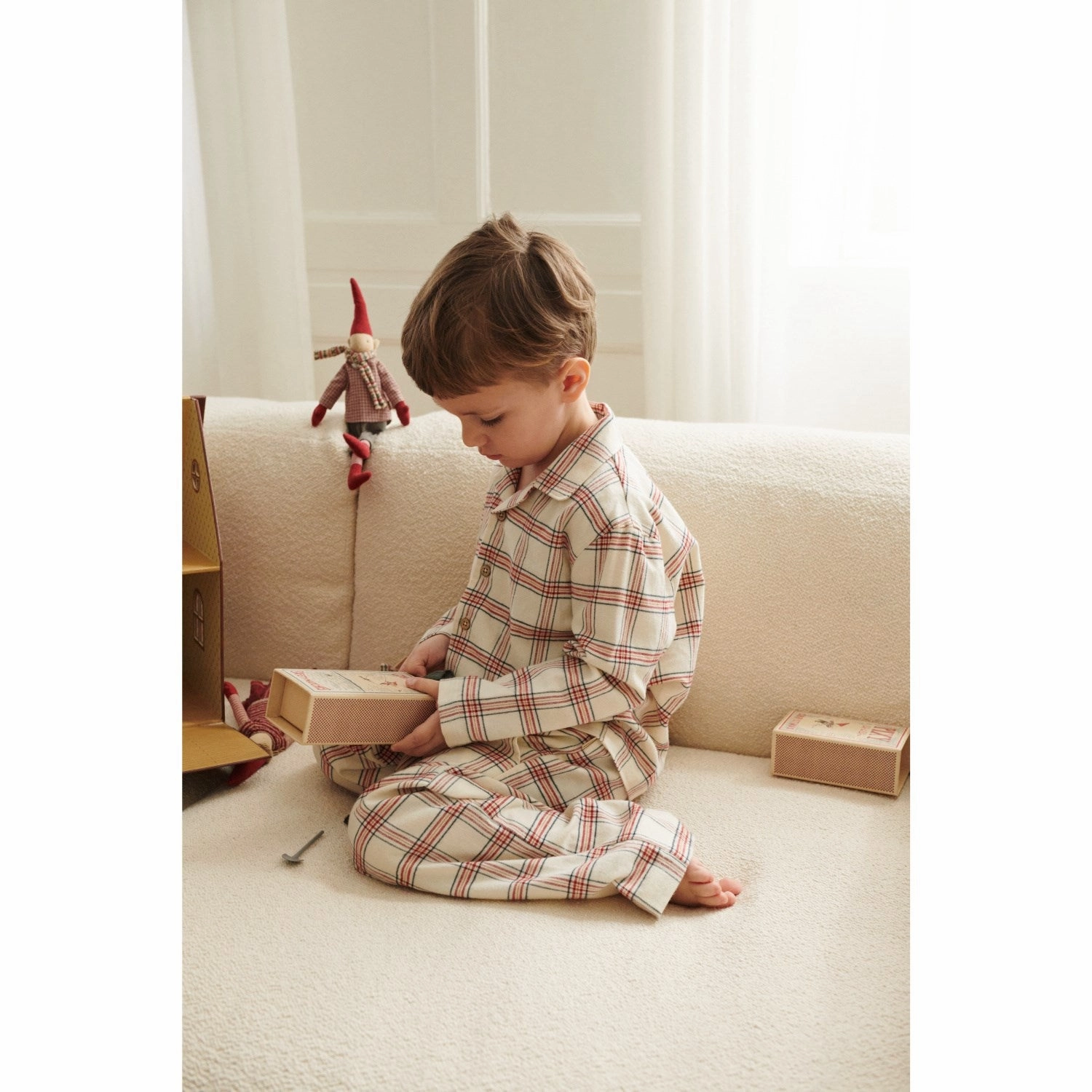 Silky texture Wheat Eggshell Check Pyjamas Madison