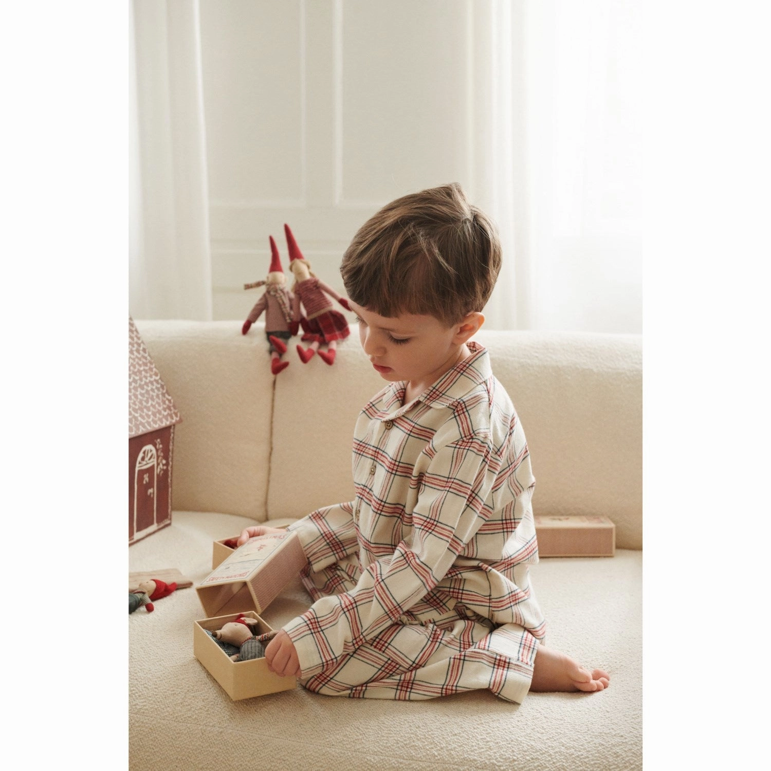 Wheat Eggshell Check Pyjamas Madison Gentle Feel