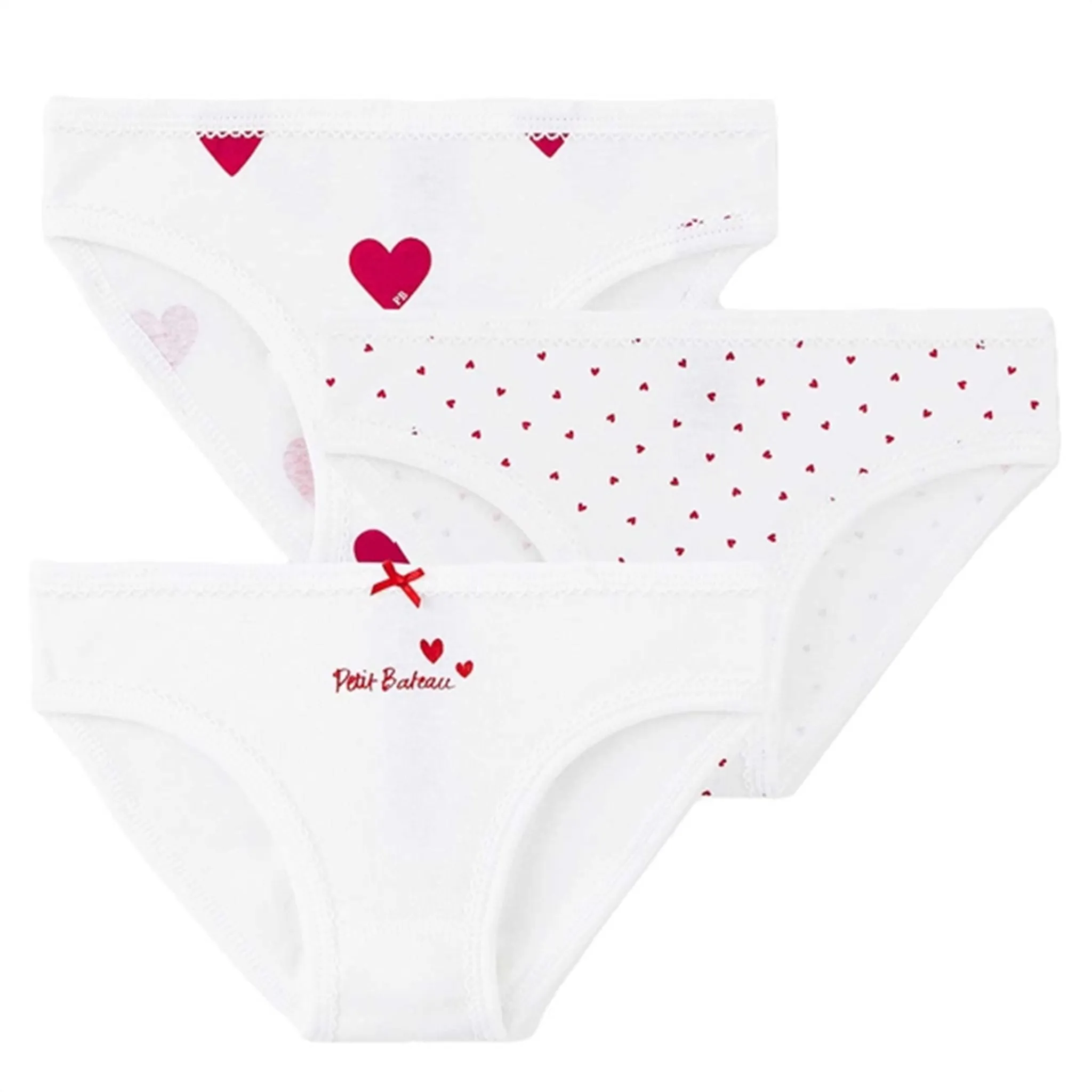 Heat Regulation Petit Bateau 3-pack White/Red Culottes