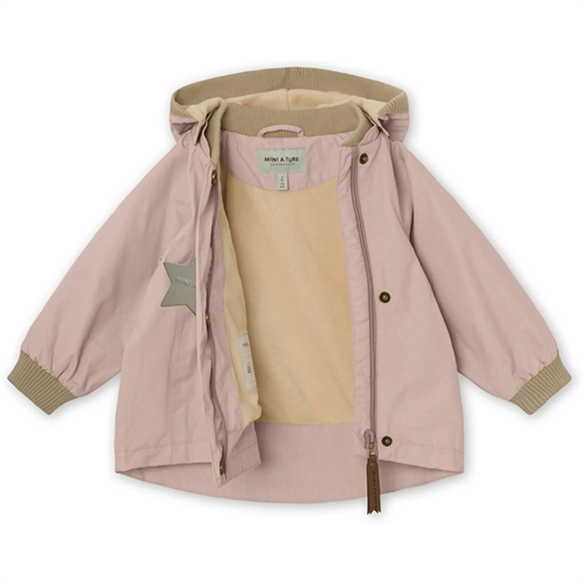 Reflective details MINI A TURE Wai Spring Jacket w/Fleece Lining Rose Smoke