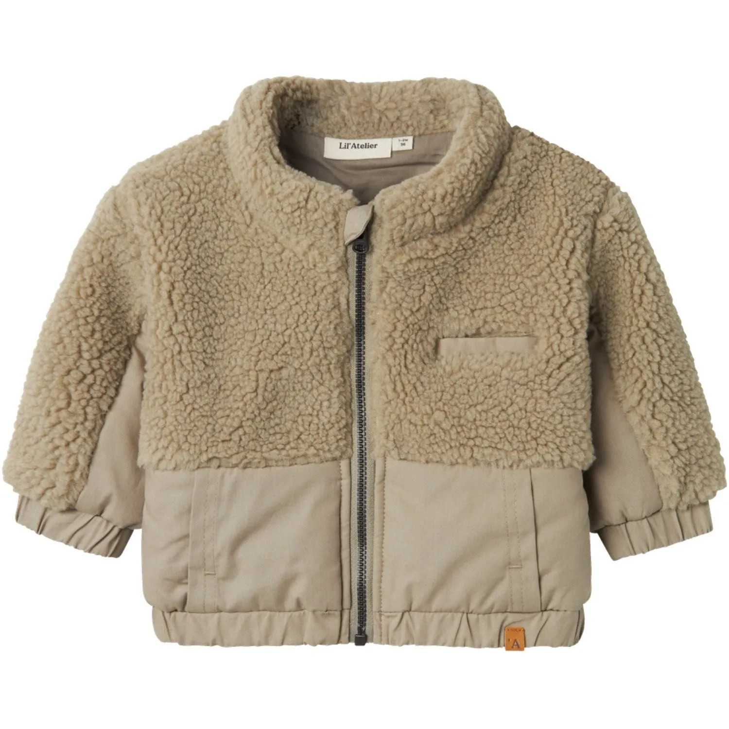 Lil'Atelier Laurel Oak Nalo Loose Jacket Solid Taped Zipper Closures