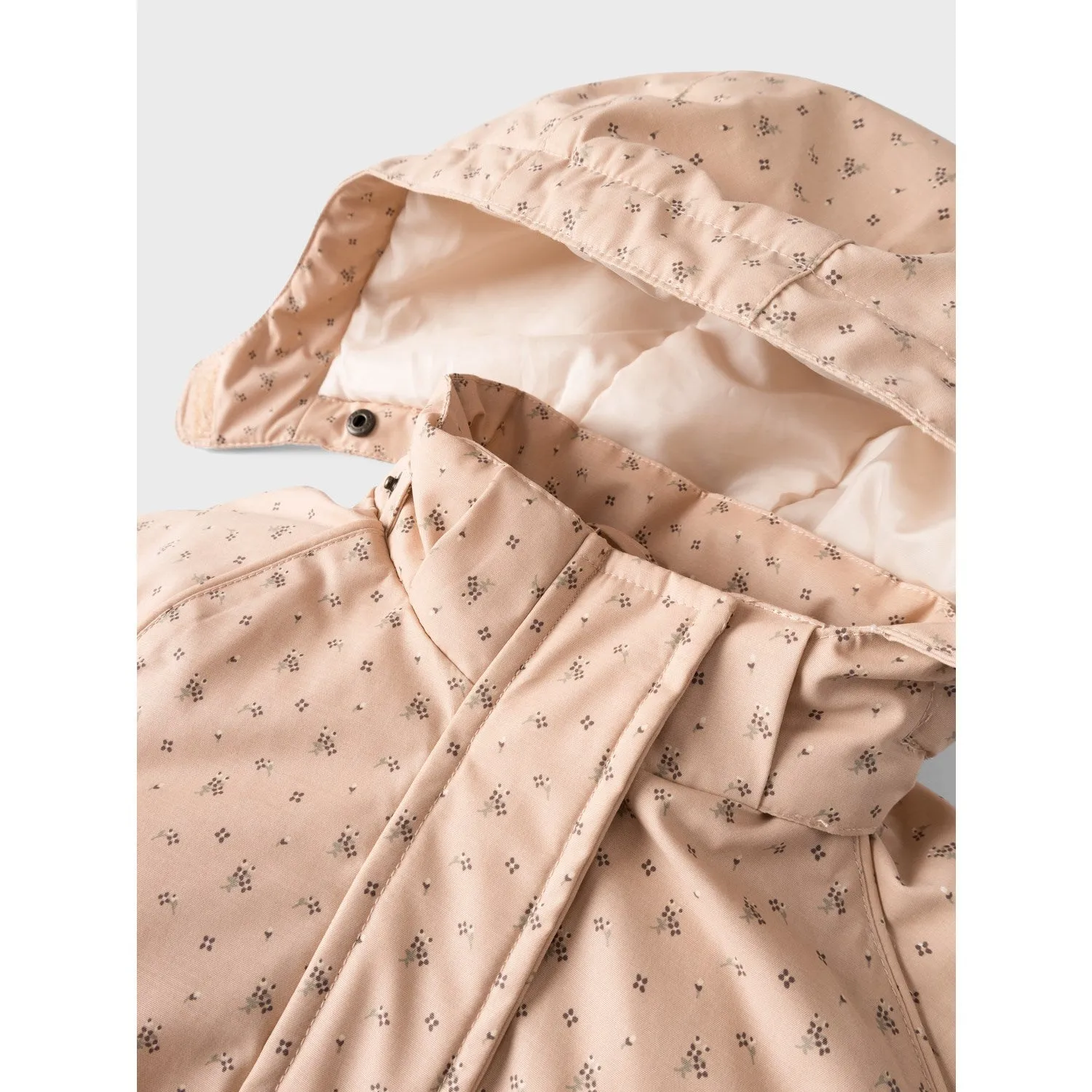 Lil'Atelier Rugby Tan Gerda Long Jacket AOP Storm Resistant Closure rainy - day gear