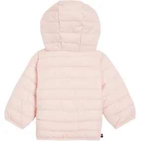 Side-Slit Stain-Guard-Finish Tommy Hilfiger Baby Monotype Tape Puffer Jacket Pink Crystal