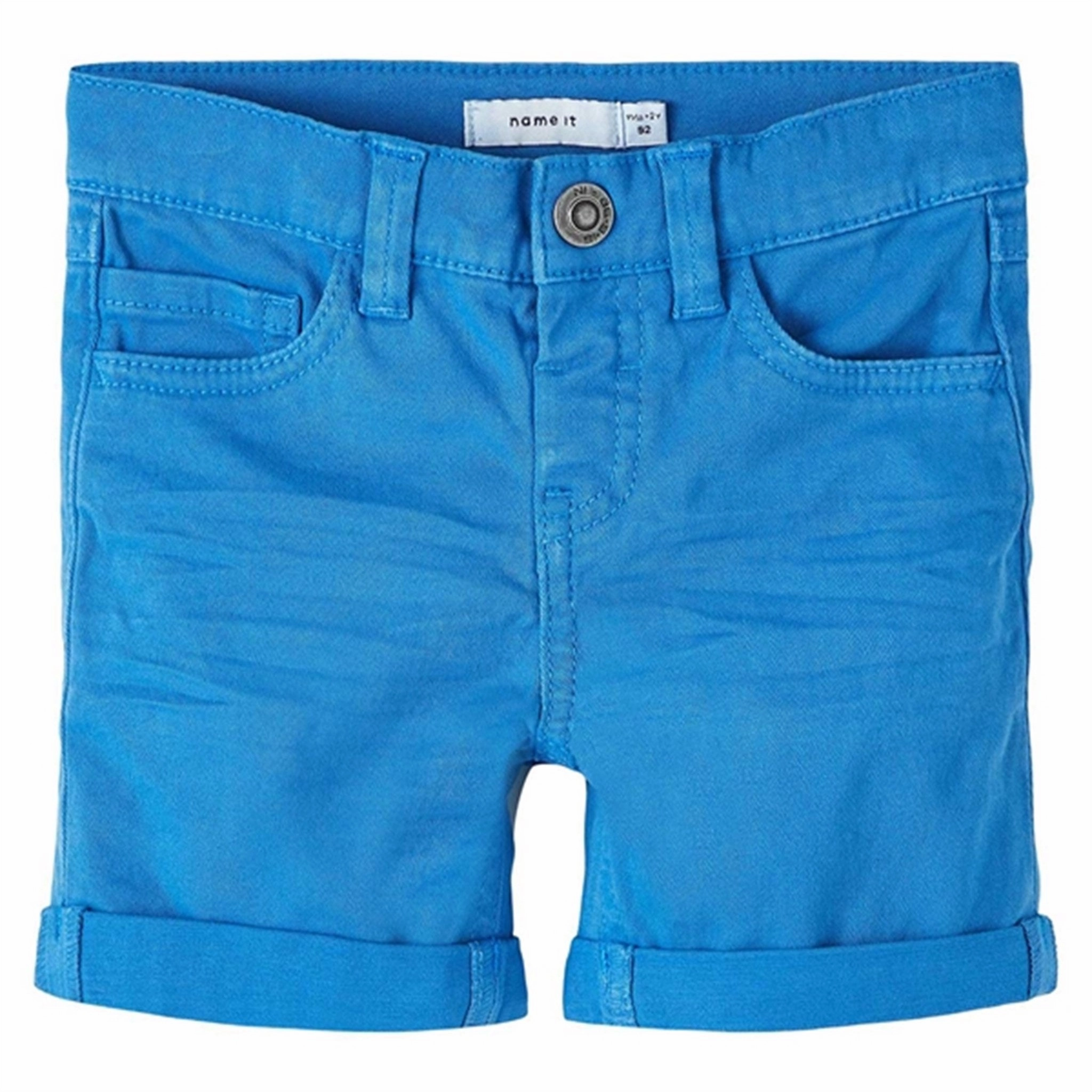 Name it French Blue Sofus Twill Shorts rooftop party look Tagless label