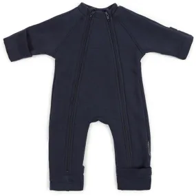 Smallstuff Wool Onesie with Zipper Navy Color-Blocked