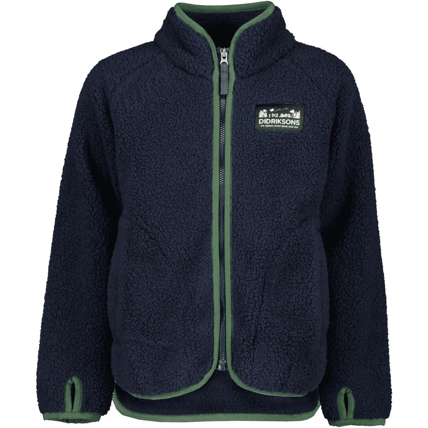 Didriksons Navy Gibbs Kids Fullzip Fleece Jacket 2 Easy Pack Wind Blocking