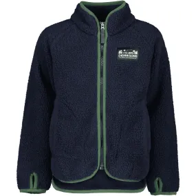 Didriksons Navy Gibbs Kids Fullzip Fleece Jacket 2 Easy Pack Wind Blocking