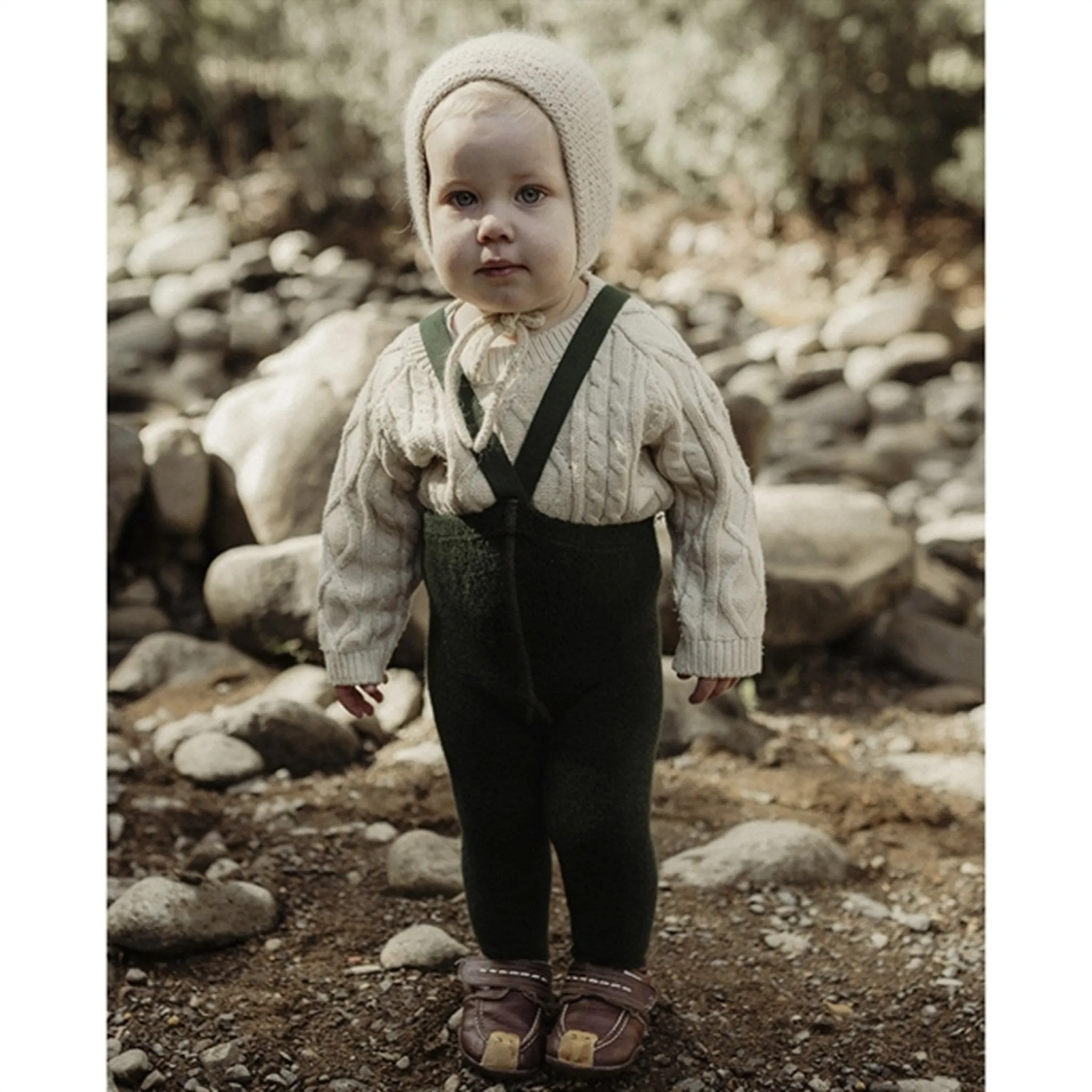 Lightweight-material Chic Design Silly Silas Teddy Warmy Footed Tights Dark Forest Green