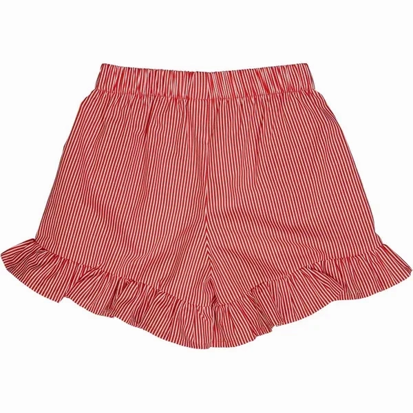 M??sli Balsam Cream/Apple Red Poplin Stripe Frill Shorts two piece outfit