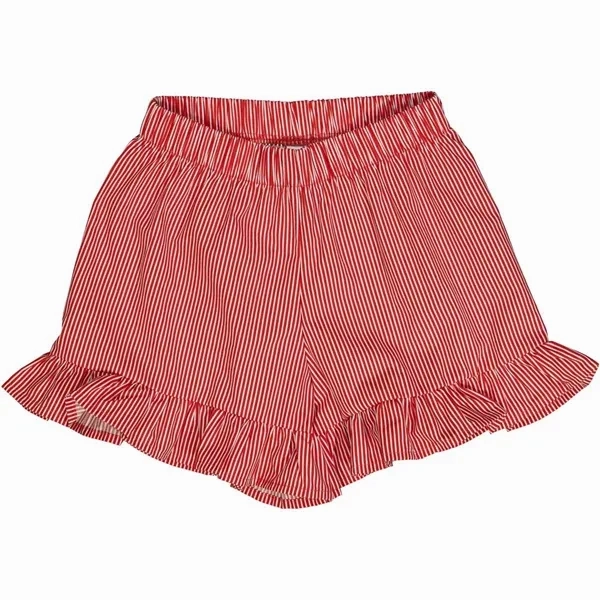 low - rise M??sli Balsam Cream/Apple Red Poplin Stripe Frill Shorts