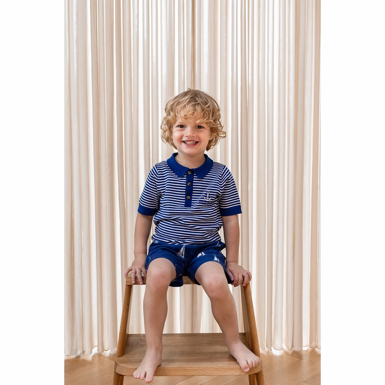 Soft Waist Anti Cling Technology Fliink Mazerine Blue Aop Sailor Shorts