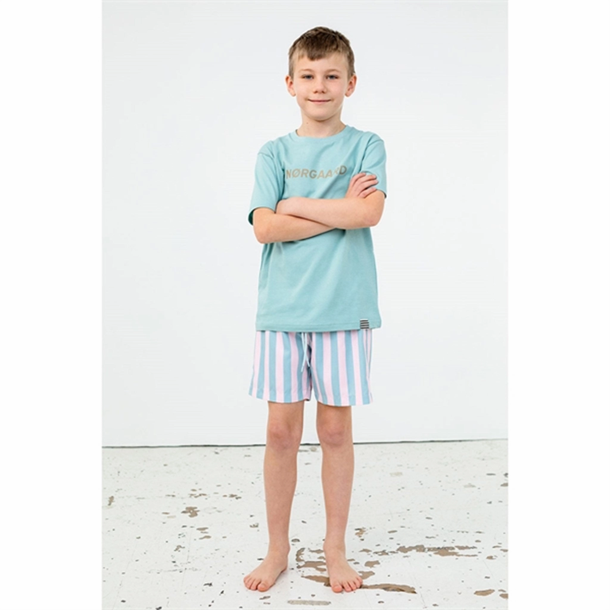 Mads N?rgaard Sea Sandrino Stripe Shorts Dewkist/Blushing Bride Faux Leather