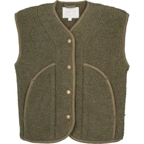 Practical Layer MarMar Bonded Teddy Olive Leaf Jolly Fleece Vest