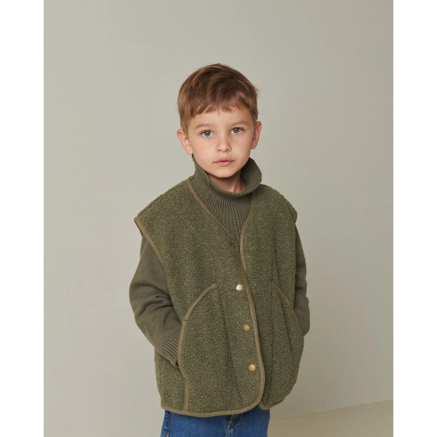 MarMar Bonded Teddy Olive Leaf Jolly Fleece Vest Everyday Gear