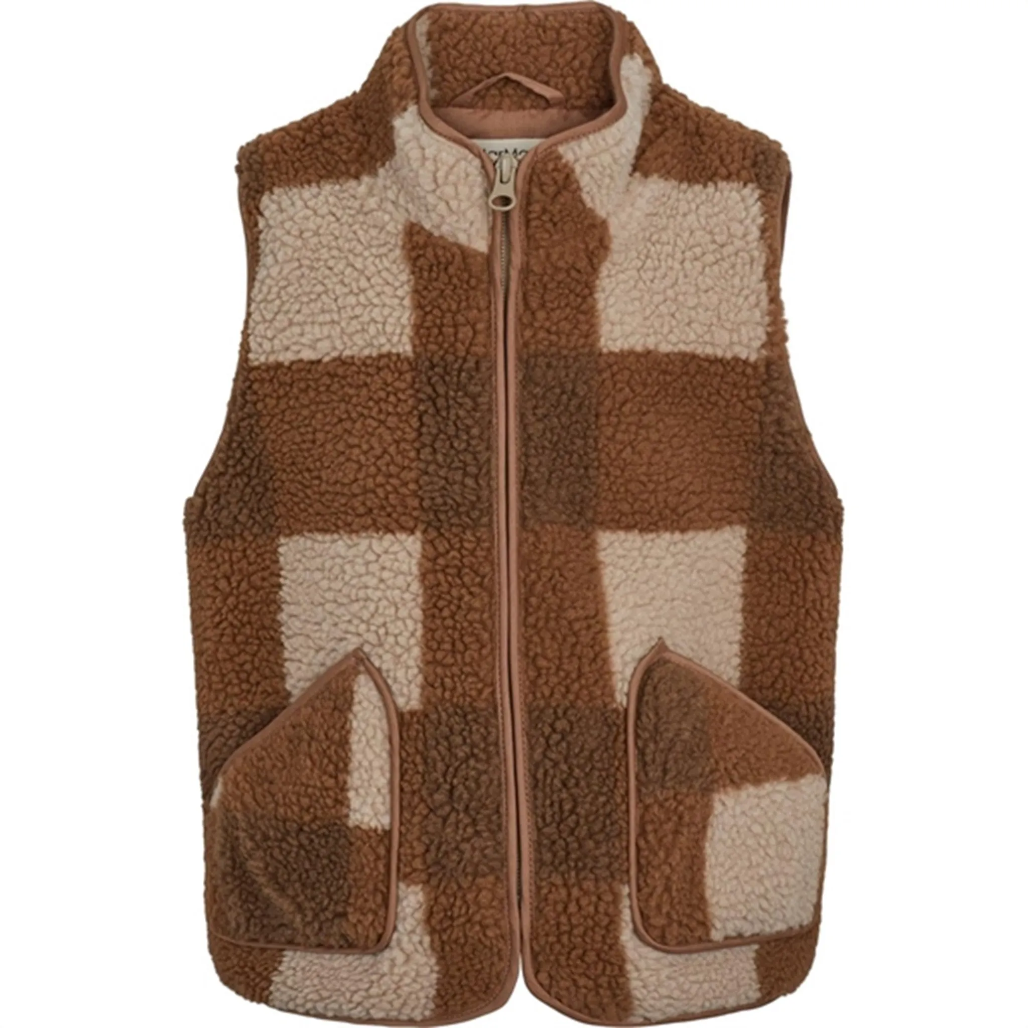 MarMar Joby Teddybear Fleece Vest Chunky Hazel Check Urban Fashion