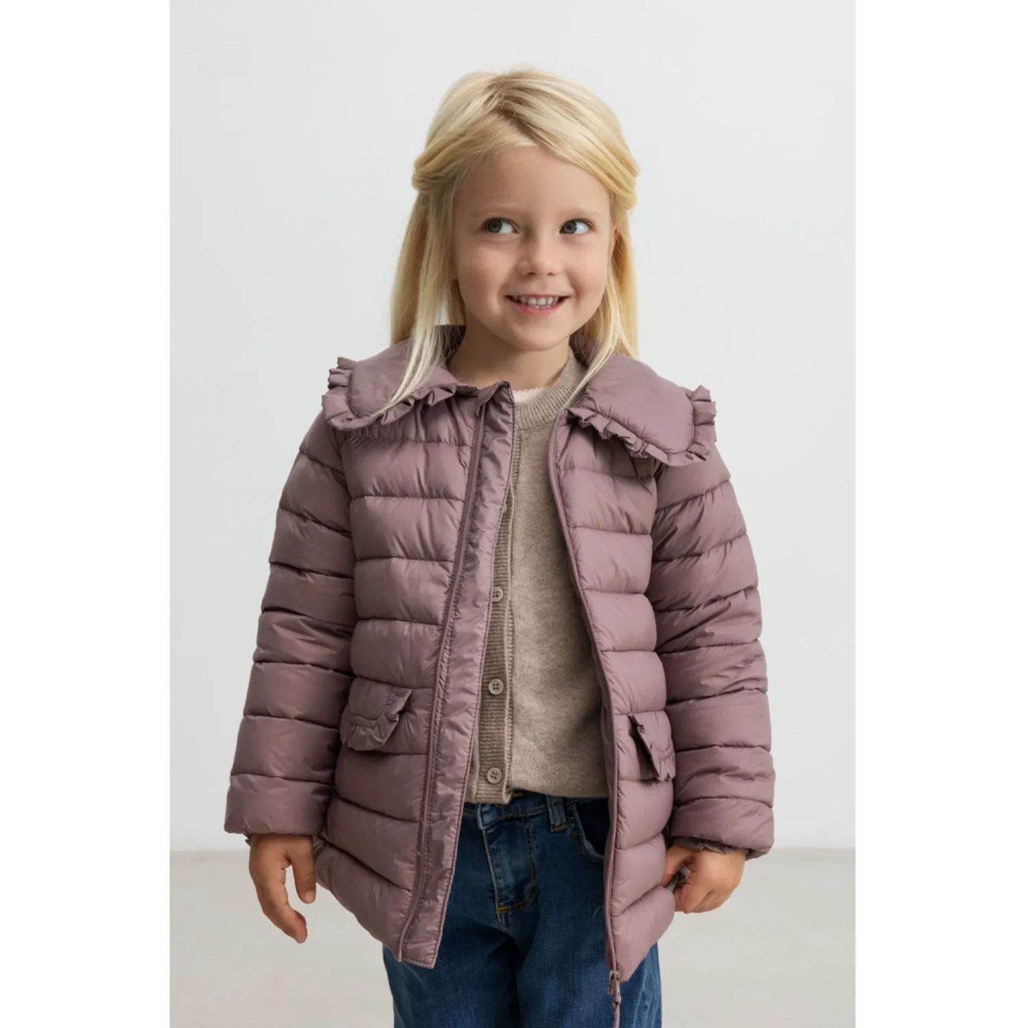 Piped-Edge MarMar Light Puffer Mauve Octavia Jacket